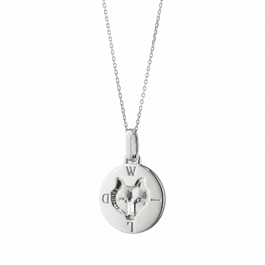 "Wild" Wolf Sterling Silver Intaglio Necklace with White Sapphires by Monica Rich Kosann