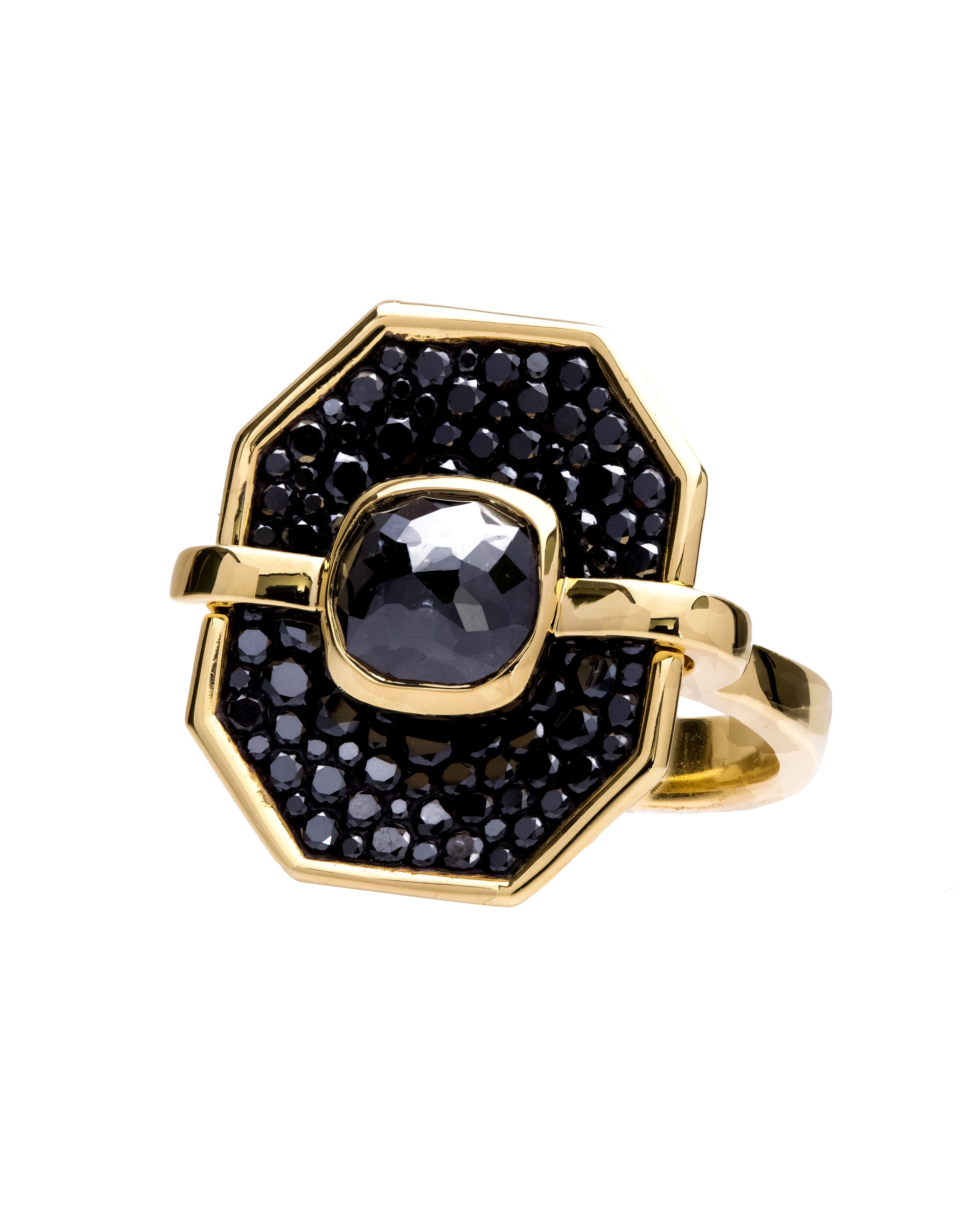 Black Diamond Opus Ring available at Talisman Collection Fine Jewelers in El Dorado Hills, CA and online. Specs: The stunning Black Opus Octagon Diamond Ring is encrusted with 3.00 cts of black diamonds set in 18k yellow gold.