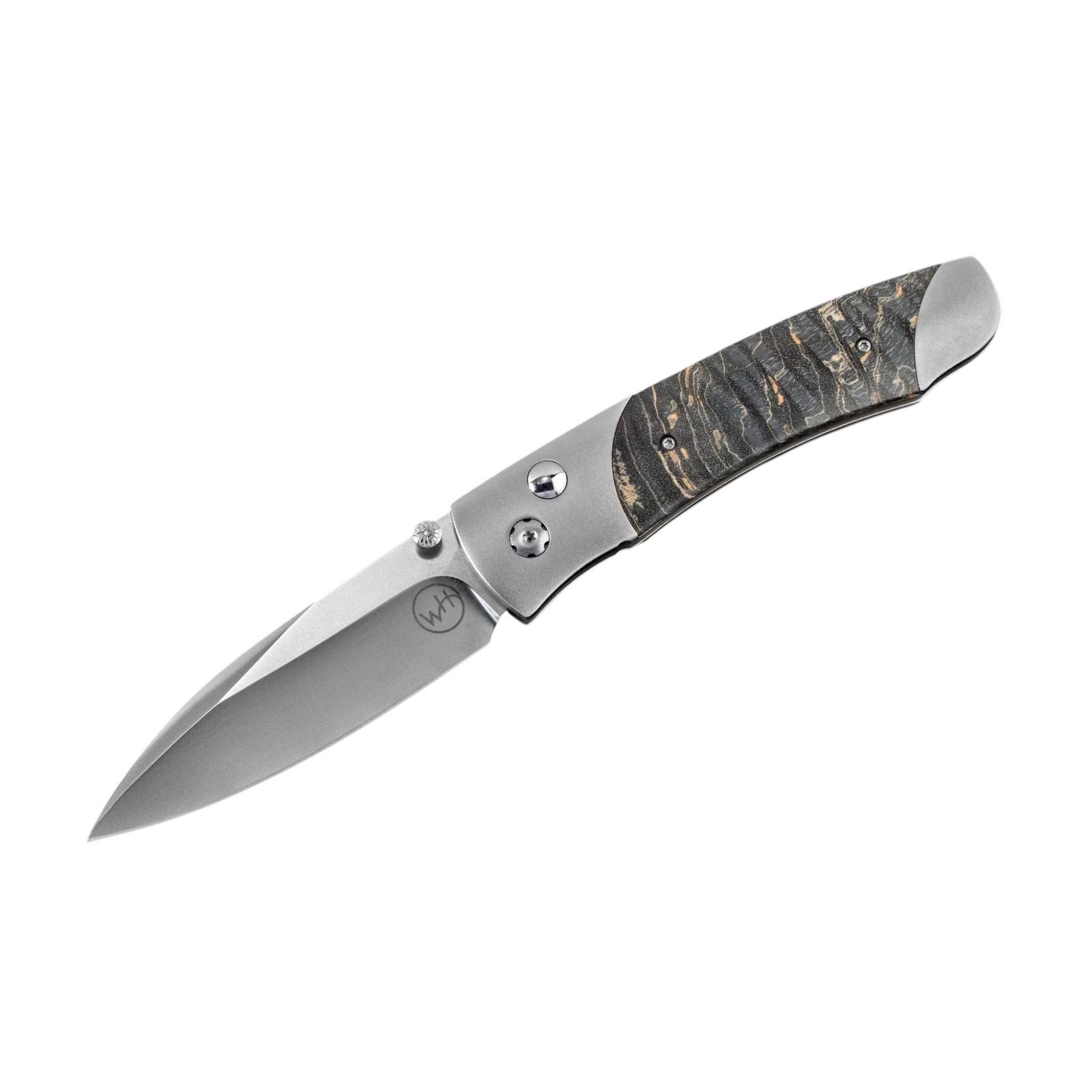 A200-9 Stainless Steel/Titanium/Maple Burl Wood 2.63" Blade by William Henry available at Talisman Collection Fine Jewelers in El Dorado Hills, CA and online