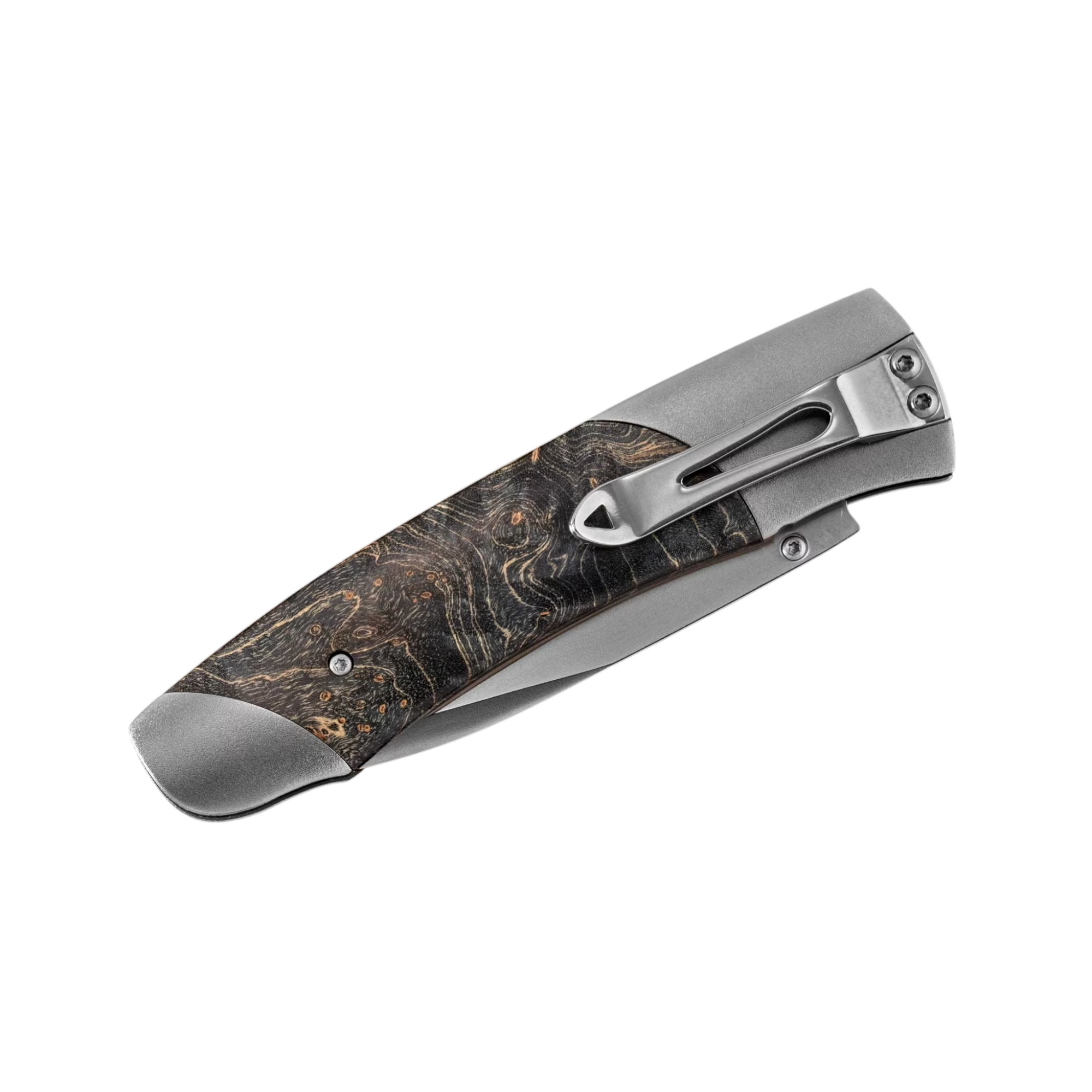 A200-9 Stainless Steel/Titanium/Maple Burl Wood 2.63" Blade by William Henry available at Talisman Collection Fine Jewelers in El Dorado Hills, CA and online