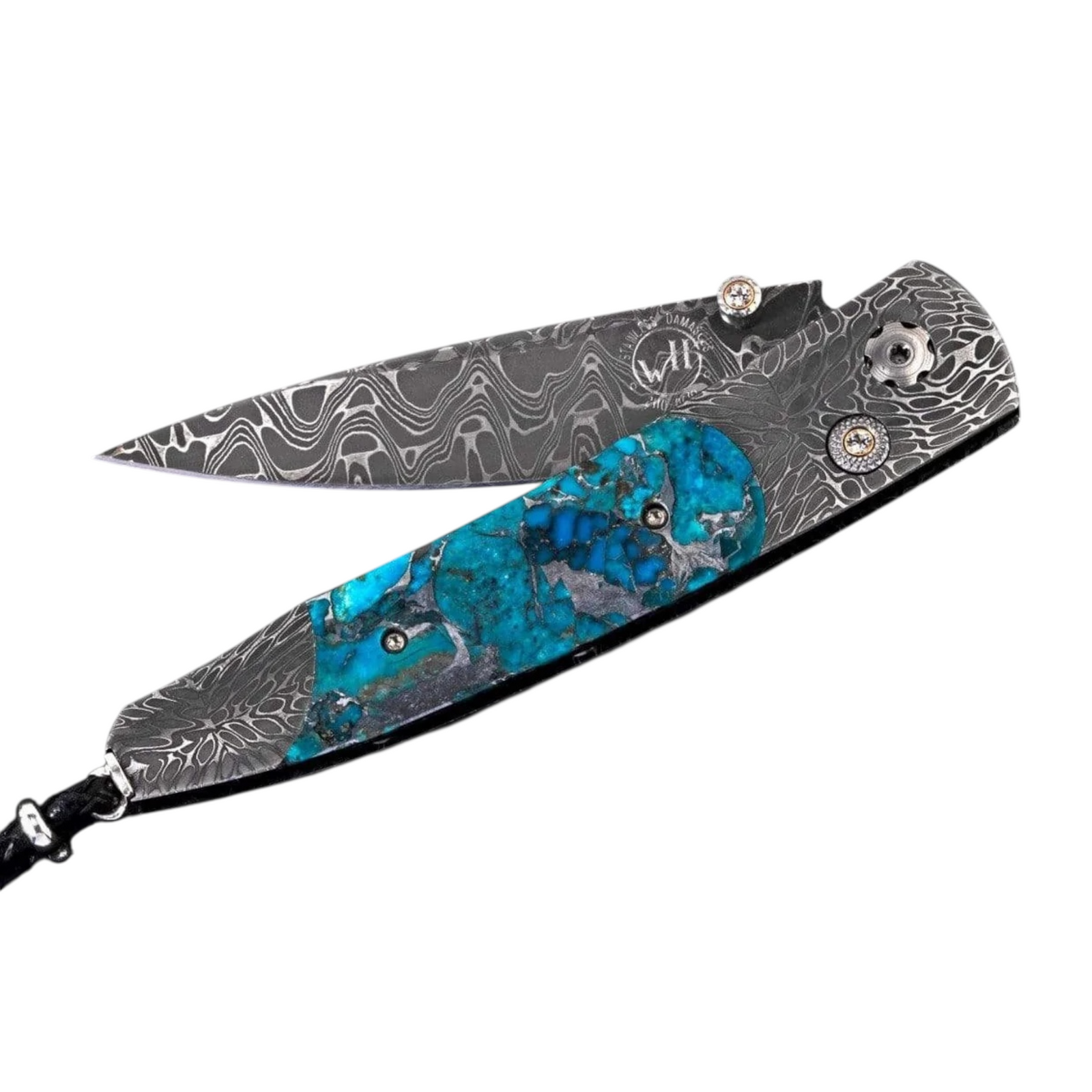 Damascus 'Sante Fe' Zinc Matrix Turquoise 2.75" Blade by William Henry available at Talisman Collection Fine Jewelers in El Dorado Hills, CA and online
