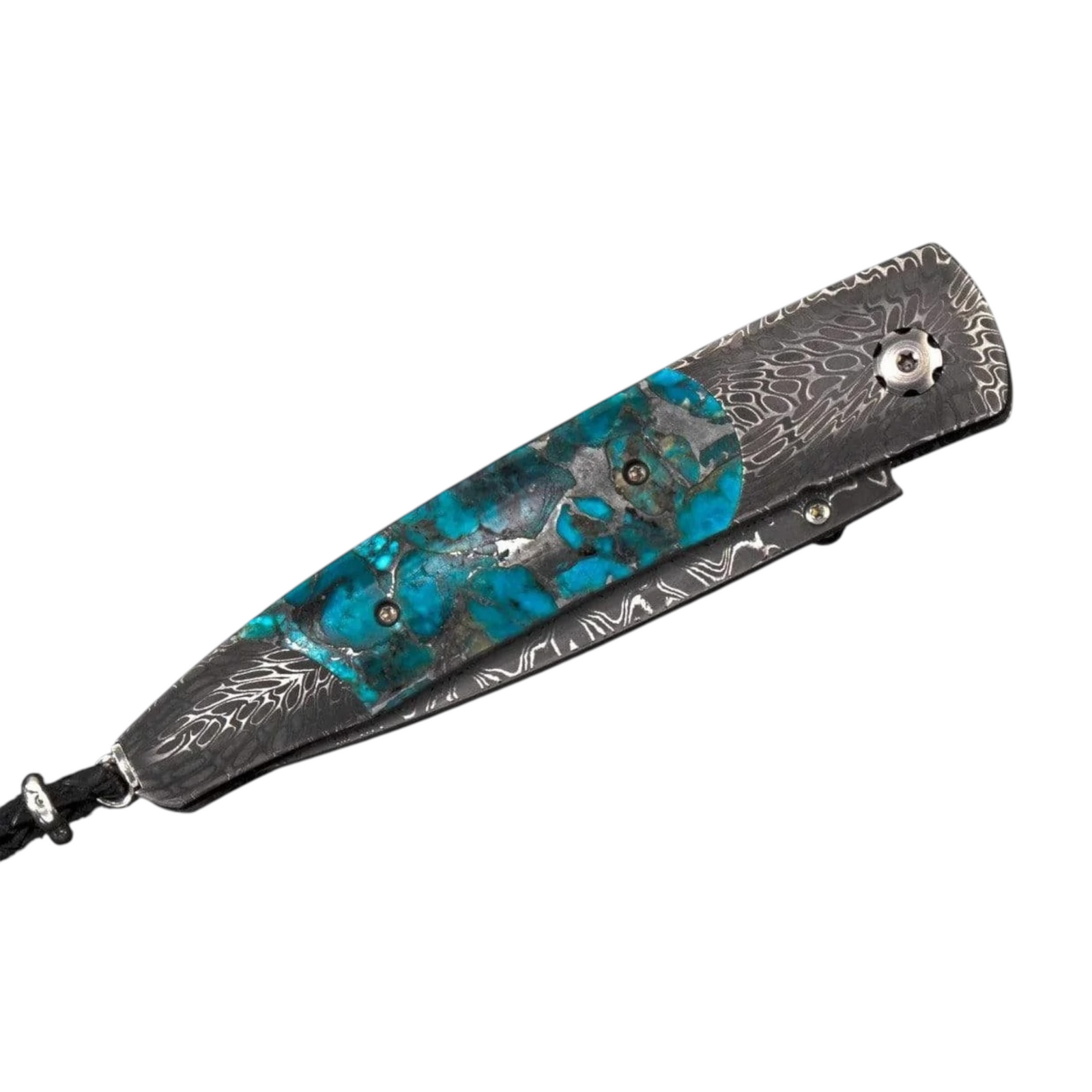 Damascus 'Sante Fe' Zinc Matrix Turquoise 2.75" Blade by William Henry available at Talisman Collection Fine Jewelers in El Dorado Hills, CA and online