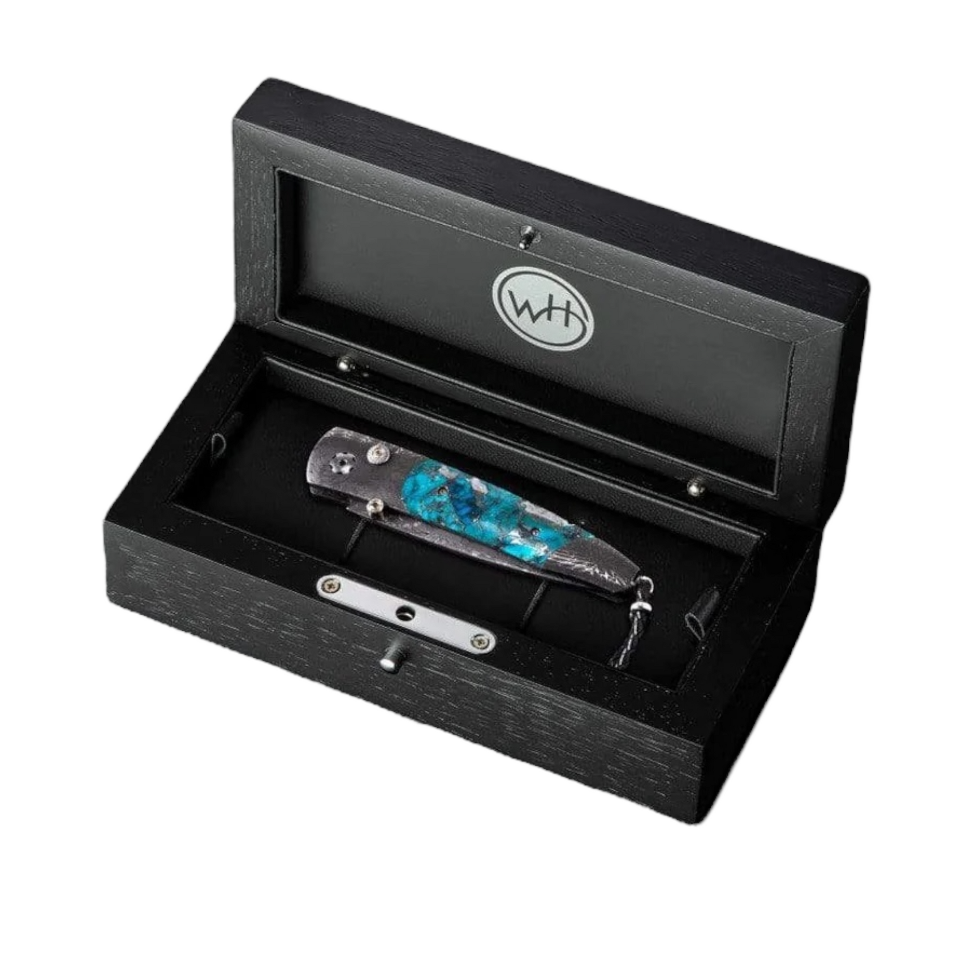 Damascus 'Sante Fe' Zinc Matrix Turquoise 2.75" Blade by William Henry available at Talisman Collection Fine Jewelers in El Dorado Hills, CA and online