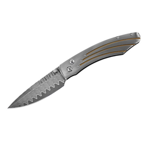 Titanium 'Golden Arch' Damascus Pocket Knife by William Henry available at Talisman Collection Fine Jewelers in El Dorado Hills, CA and online