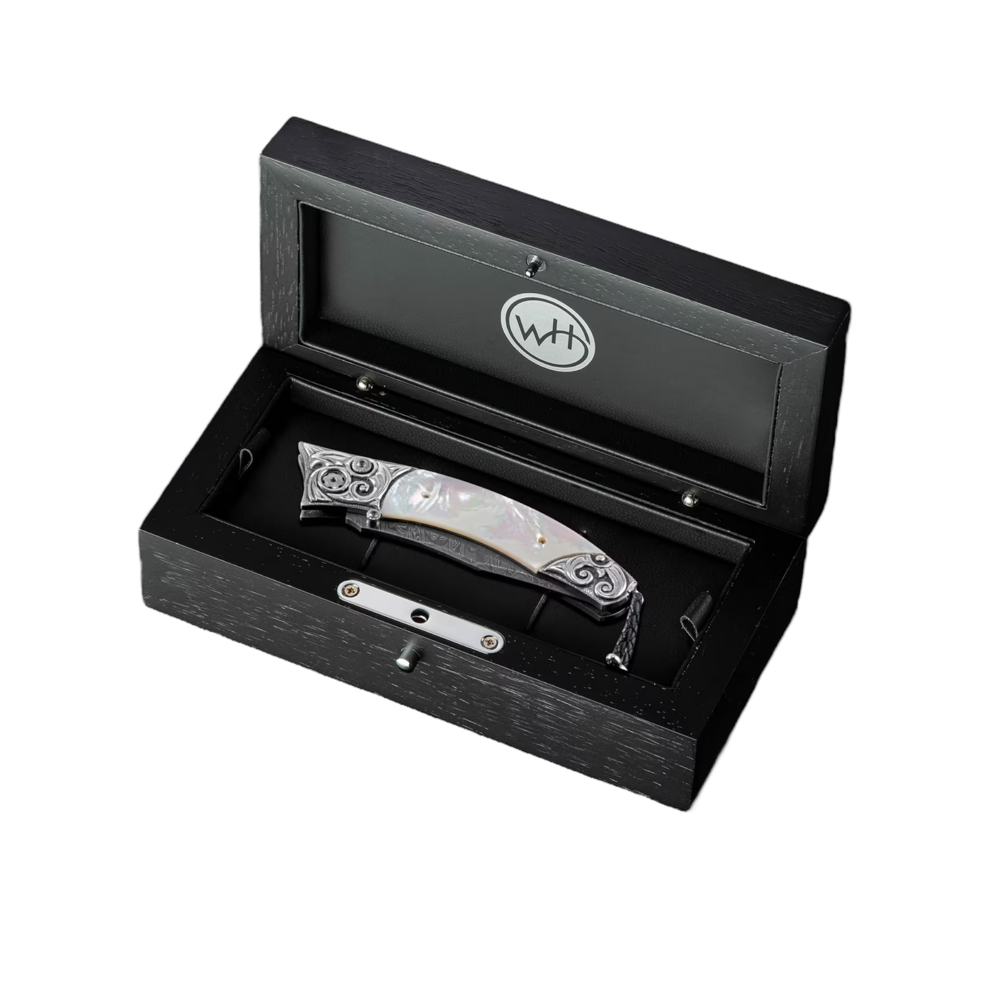 Carved Sterling Silver & Mother of Pearl 'Breaker' Pocket Knife by William Henry available at Talisman Collection Fine Jewelers in El Dorado Hills, CA and online