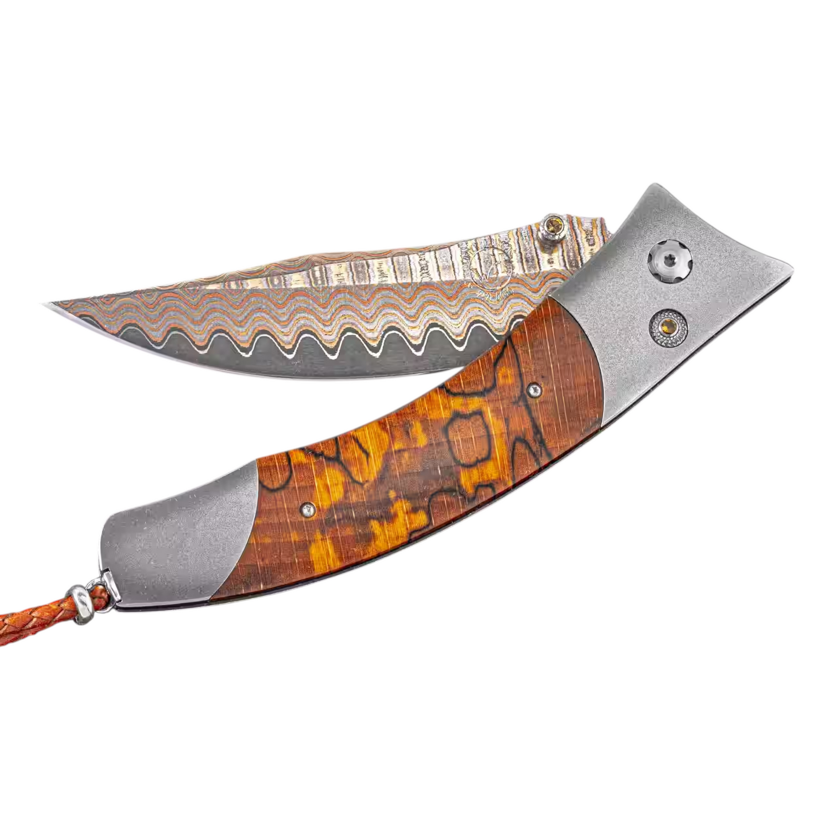 Beech Wood Humbold Copper Wave Damascus Pocket Knife by William Henryavailable at Talisman Collection Fine Jewelers in El Dorado Hills, CA and online
