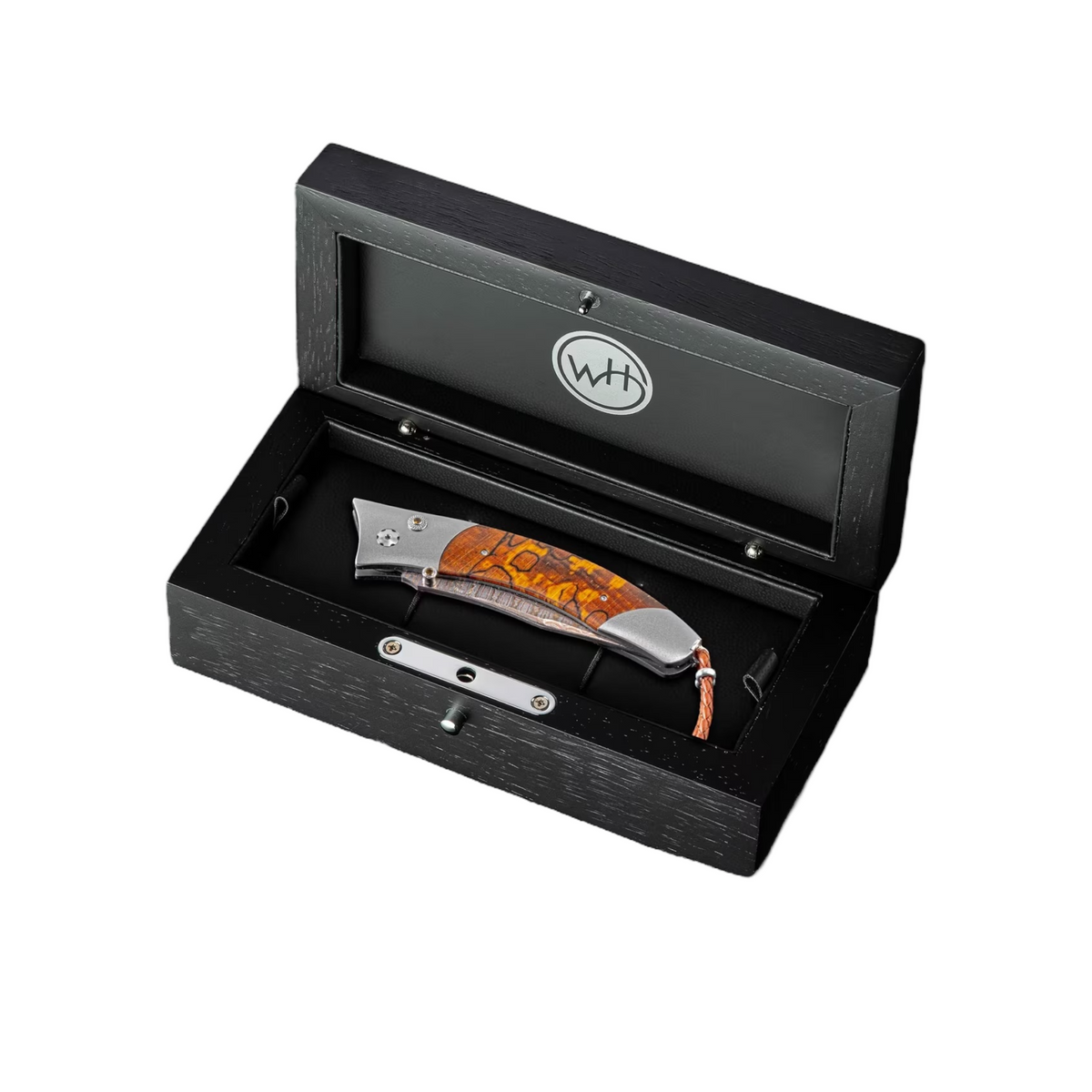 Beech Wood Humbold Copper Wave Damascus Pocket Knife by William Henryavailable at Talisman Collection Fine Jewelers in El Dorado Hills, CA and online