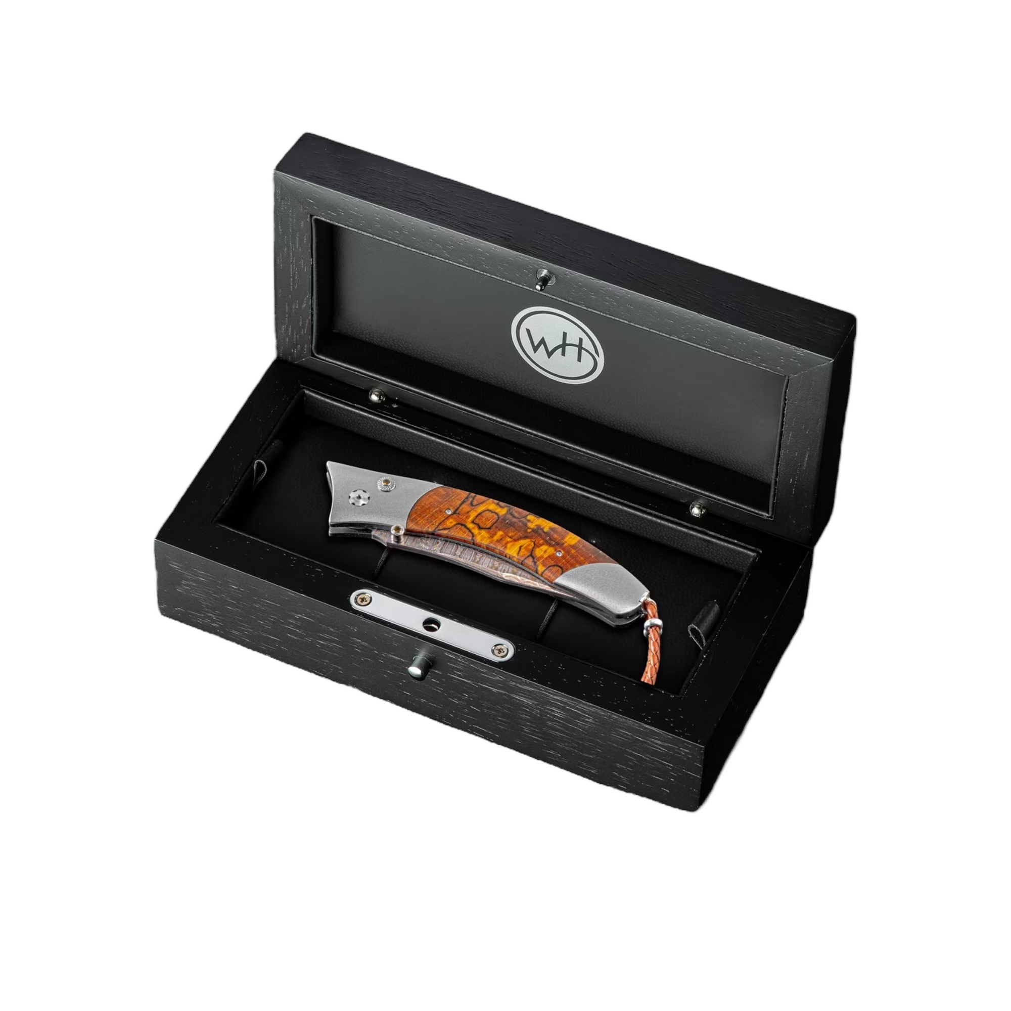 Beech Wood Humbold Copper Wave Damascus Pocket Knife by William Henryavailable at Talisman Collection Fine Jewelers in El Dorado Hills, CA and online