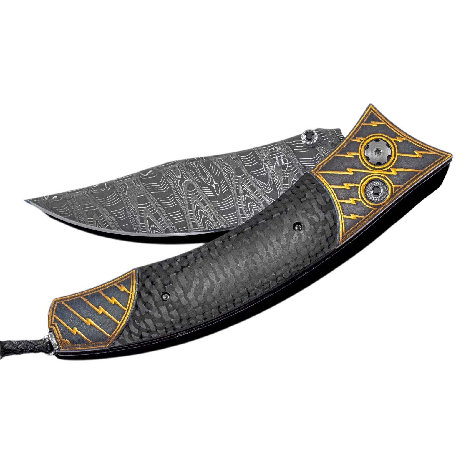 Carbon Fiber/24k Koftgari 'Lightning' Spinel 3.0" Blade by William Henry available at Talisman Collection Fine Jewelers in El Dorado Hills, CA and online