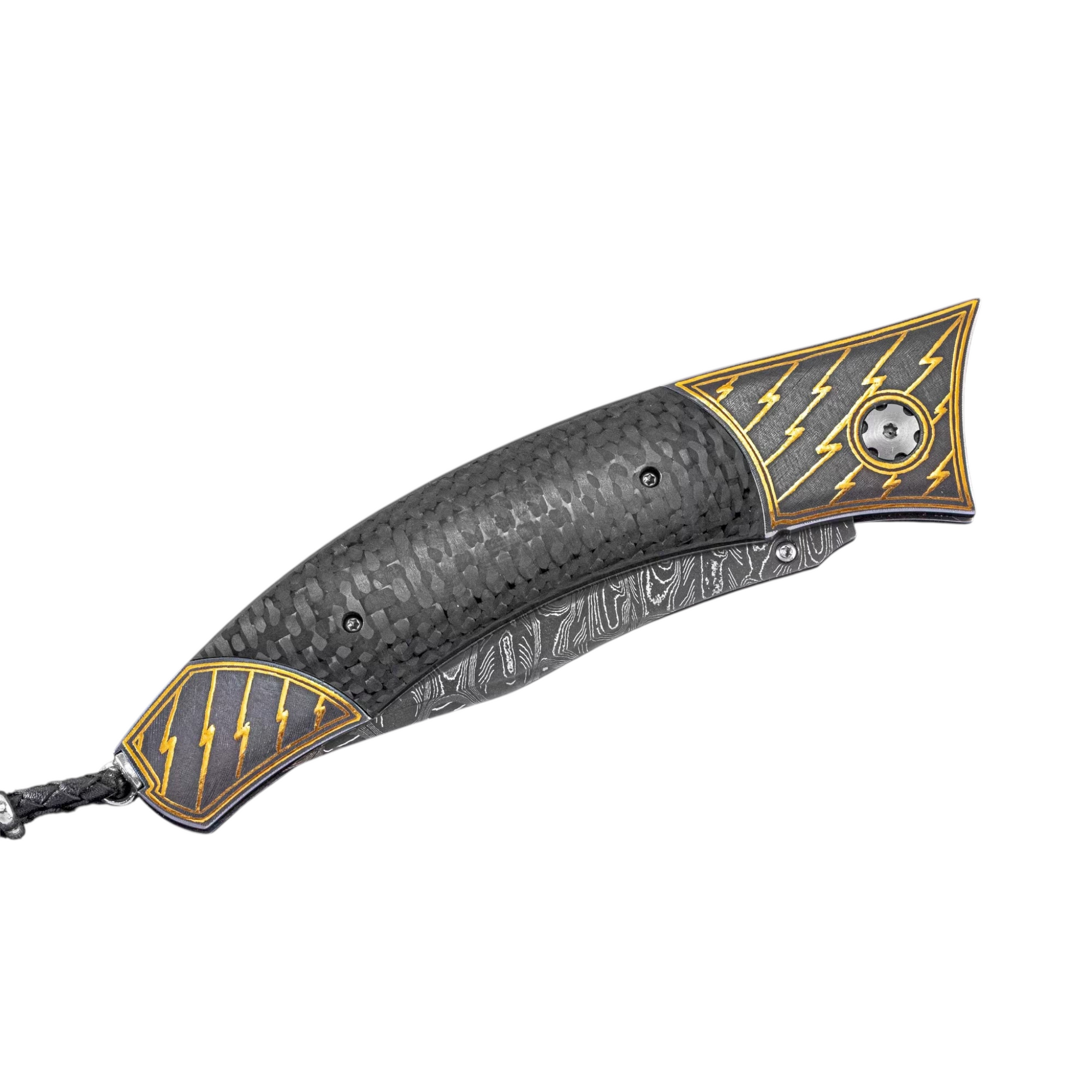 Carbon Fiber/24k Koftgari 'Lightning' Spinel 3.0" Blade by William Henry available at Talisman Collection Fine Jewelers in El Dorado Hills, CA and online