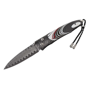 Flathead Fordite Damascus Pockert Knife by William Henry available at Talisman Collection Fine Jewelers in El Dorado Hills, CA and online