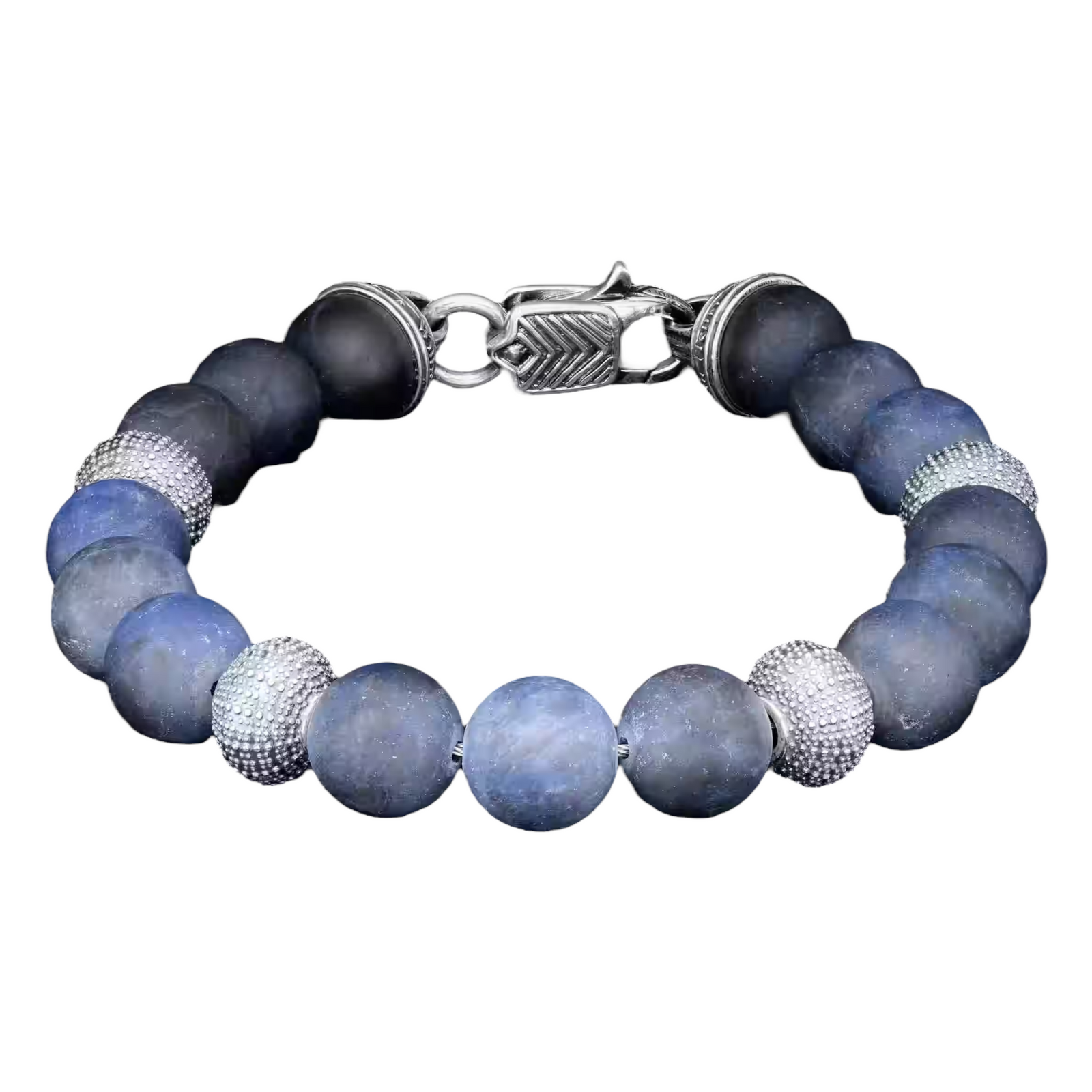 Sterling Silver/Sodalite 'Dark Seas' 10mm Beaded Br Sz L by William Henry available at Talisman Collection Fine Jewelers in El Dorado Hills, CA and online
