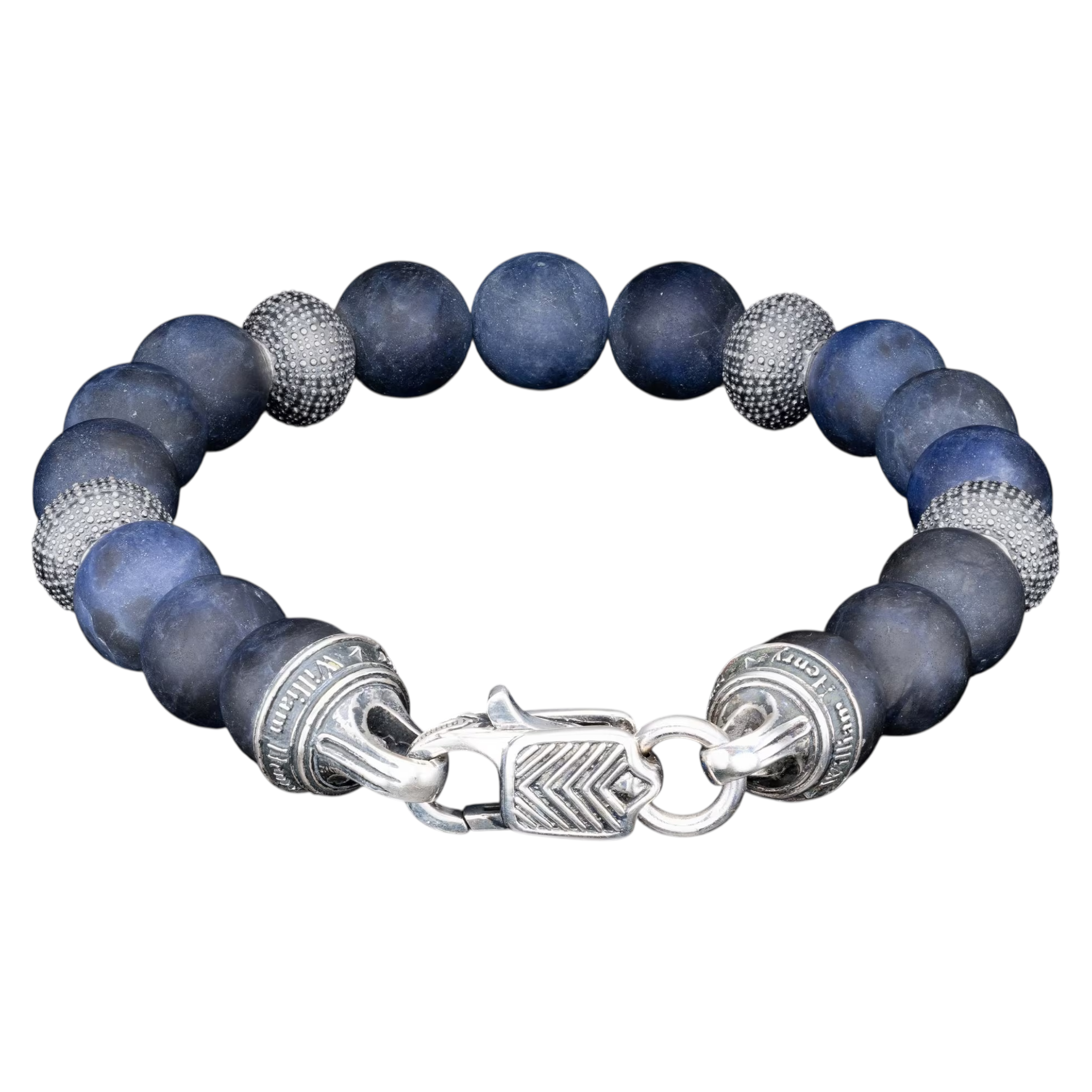 Sterling Silver/Sodalite 'Dark Seas' 10mm Beaded Br Sz L by William Henry available at Talisman Collection Fine Jewelers in El Dorado Hills, CA and online
