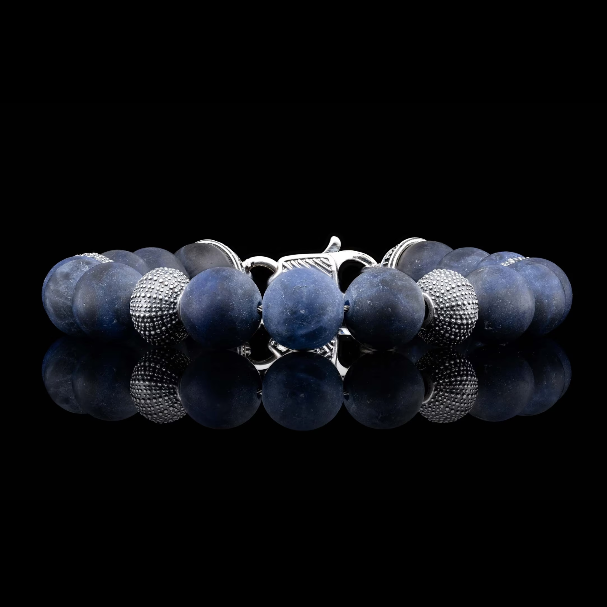 Sterling Silver/Sodalite 'Dark Seas' 10mm Beaded Br Sz L by William Henry available at Talisman Collection Fine Jewelers in El Dorado Hills, CA and online