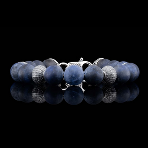 Sterling Silver/Sodalite 'Dark Seas' 10mm Beaded Br Sz L by William Henry available at Talisman Collection Fine Jewelers in El Dorado Hills, CA and online