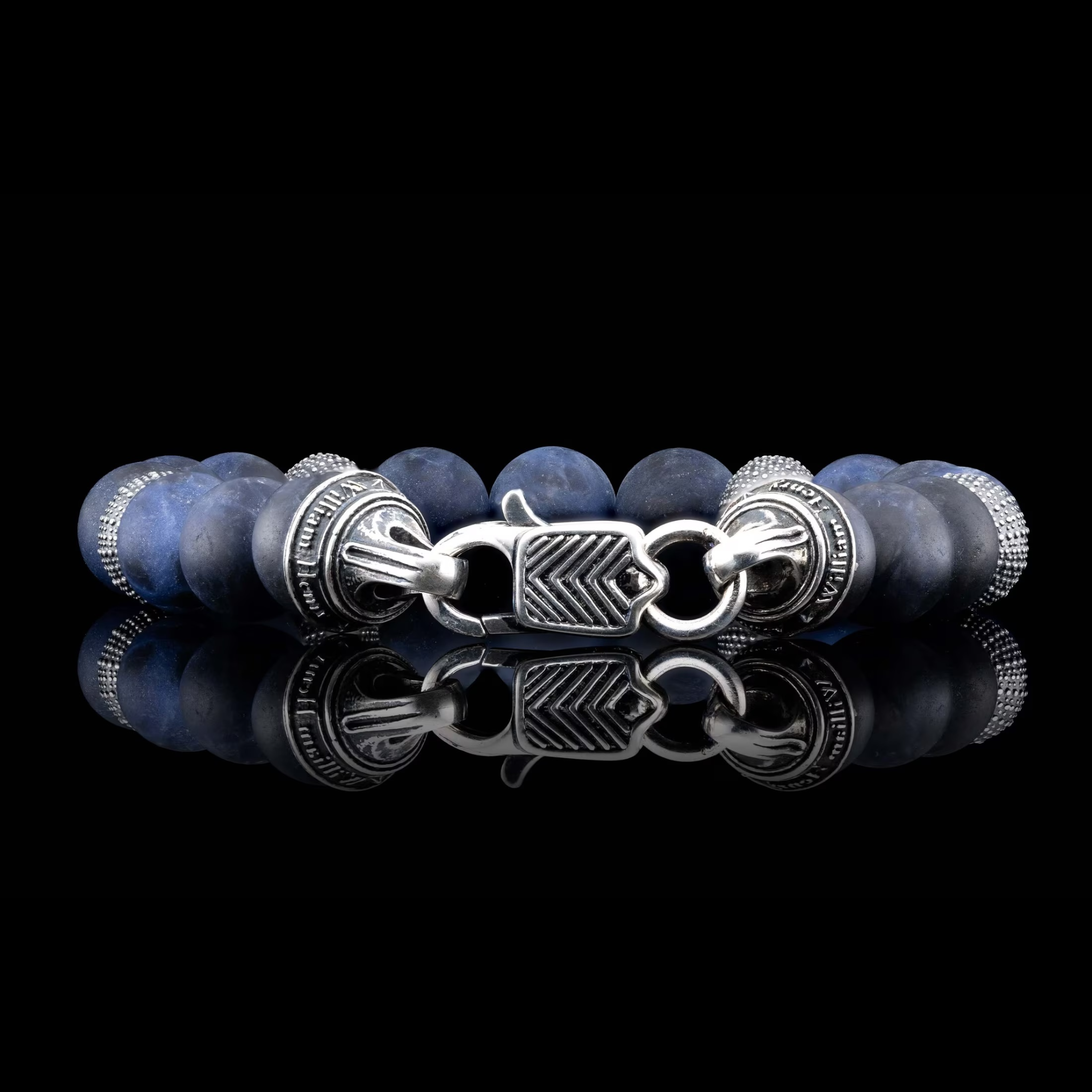 Sterling Silver/Sodalite 'Dark Seas' 10mm Beaded Br Sz L by William Henry available at Talisman Collection Fine Jewelers in El Dorado Hills, CA and online
