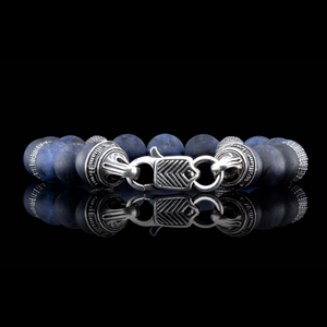 Sterling Silver/Sodalite 'Dark Seas' 10mm Beaded Br Sz L by William Henry available at Talisman Collection Fine Jewelers in El Dorado Hills, CA and online