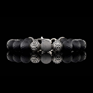 Sterling Silver/Onyx/Meteorite 'Monomyth' 10mm Beaded Bracelet Sz Lrg by William Henry available at Talisman Collection Fine Jewelers in El Dorado Hills, CA and online