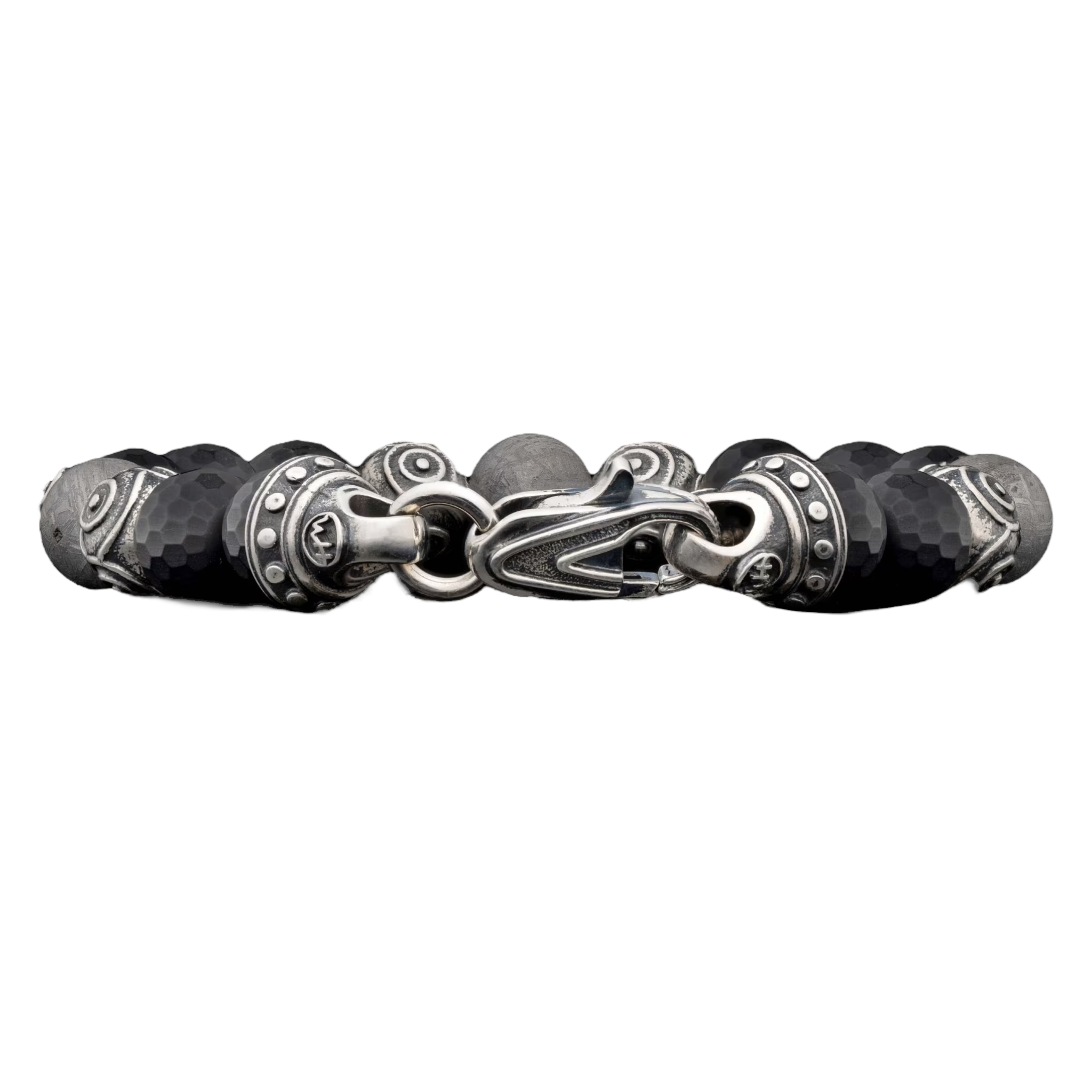 Sterling Silver/Onyx/Meteorite 'Monomyth' 10mm Beaded Bracelet Sz Lrg by William Henry available at Talisman Collection Fine Jewelers in El Dorado Hills, CA and online