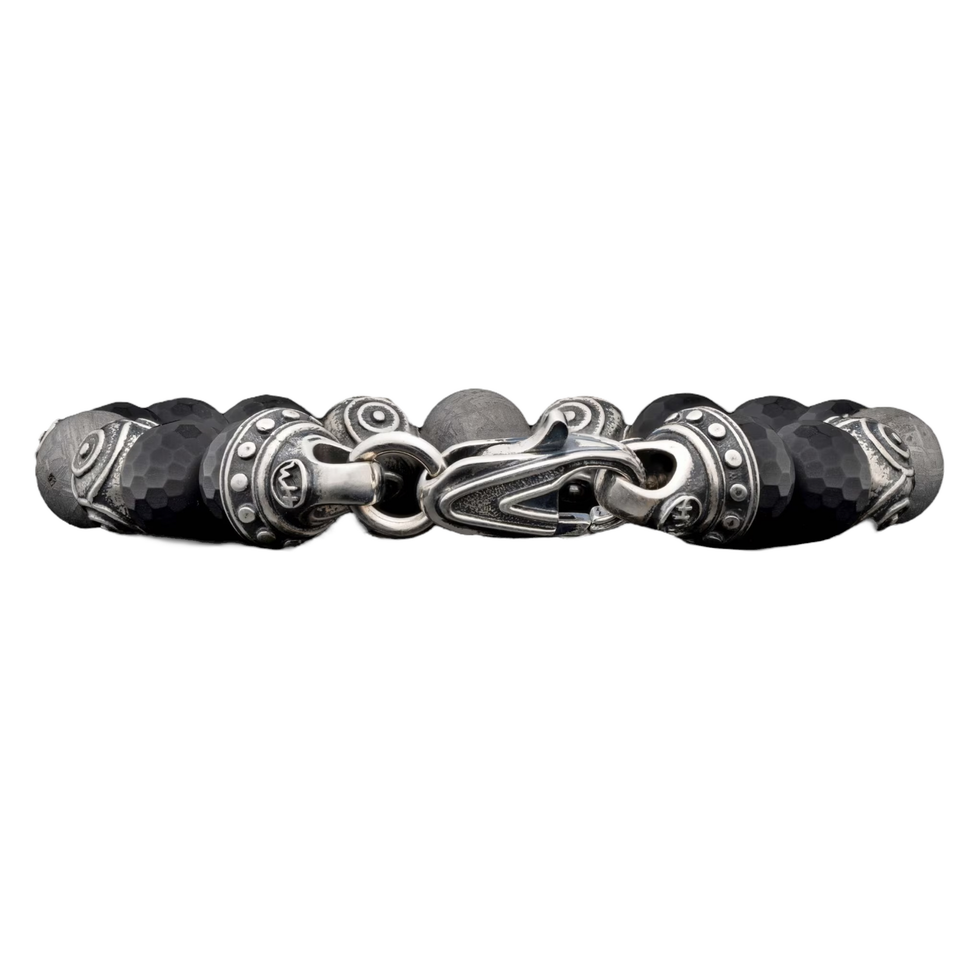 Sterling Silver/Onyx/Meteorite 'Monomyth' 10mm Beaded Bracelet Sz Lrg by William Henry available at Talisman Collection Fine Jewelers in El Dorado Hills, CA and online