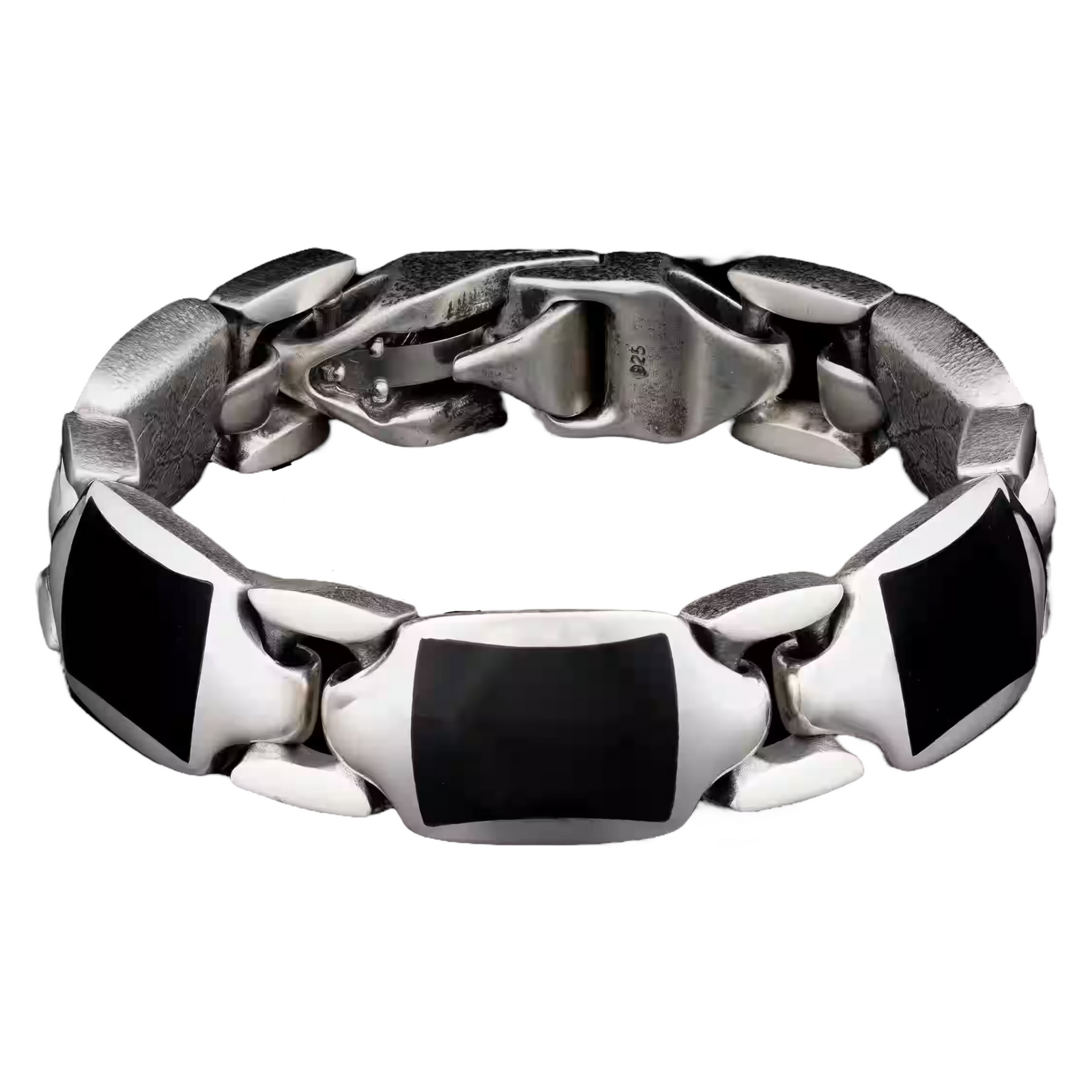 Sterling Silver Black Jade Retro Bracelet Sz Lrg by William Henry available at Talisman Collection Fine Jewelers in El Dorado Hills, CA and online