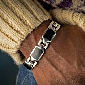 Sterling Silver Black Jade Retro Bracelet Sz Lrg by William Henry available at Talisman Collection Fine Jewelers in El Dorado Hills, CA and online