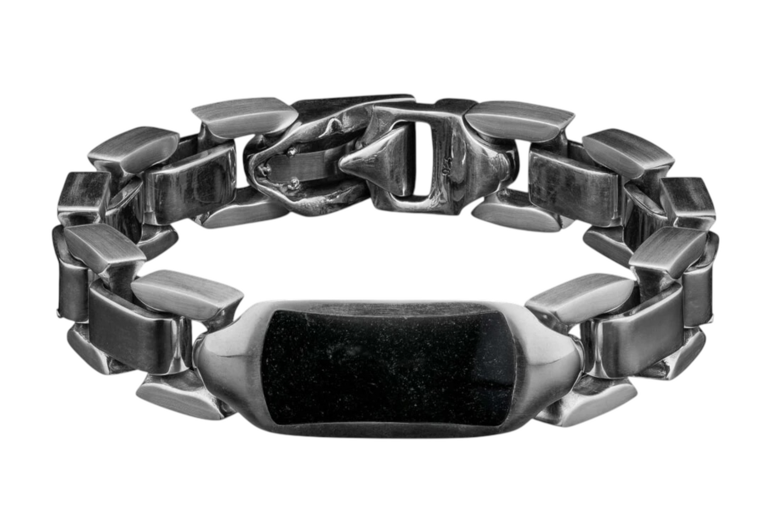 Sterling Silver Black Jade Identity Bracelet Sz Lrg by William Henry available at Talisman Collection Fine Jewelers in El Dorado Hills, CA and online