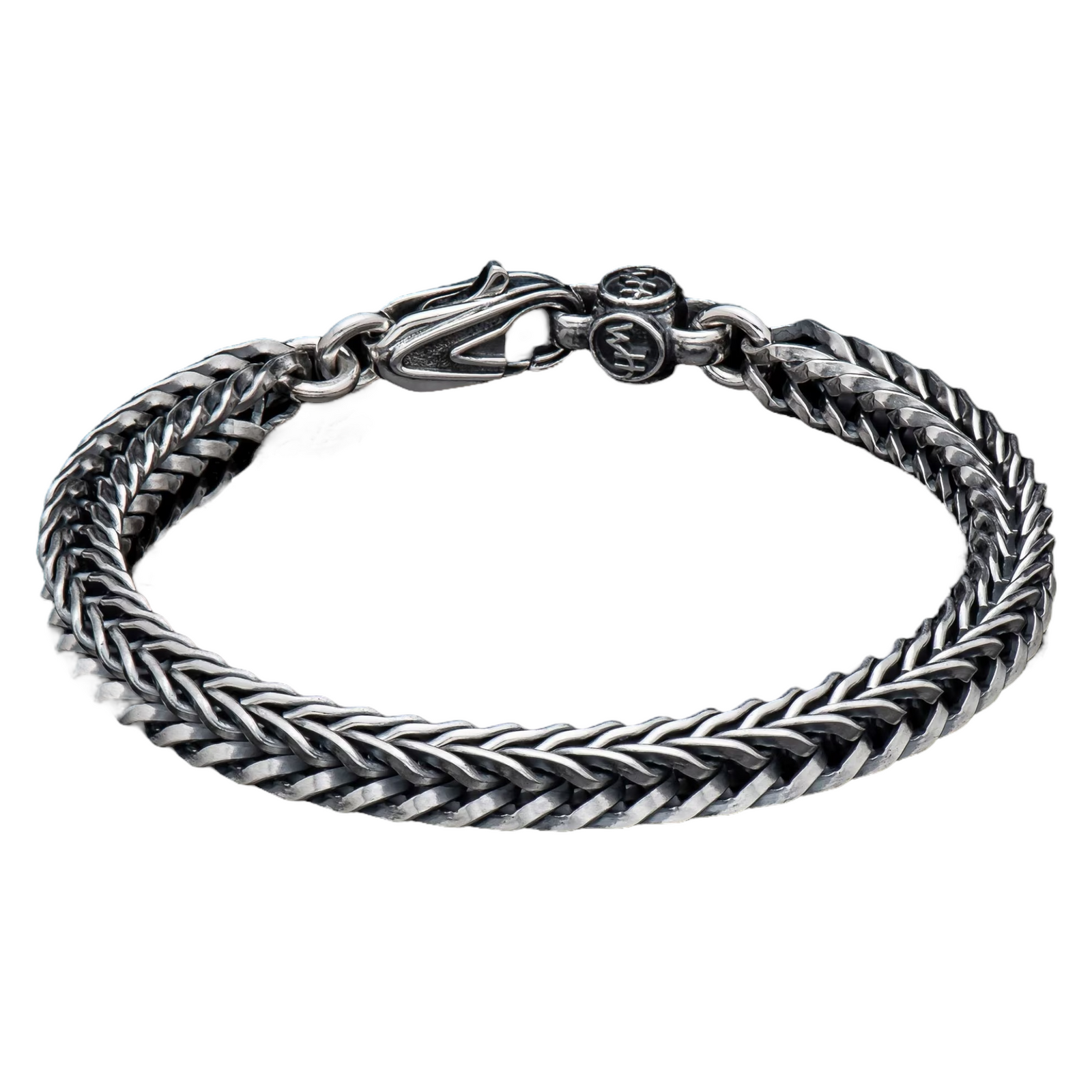 Sterling Silver 'Paros' Oxidized6.4mm Foxtail Chain Brace Sz Lrg by William Henry available at Talisman Collection Fine Jewelers in El Dorado Hills, CA and online