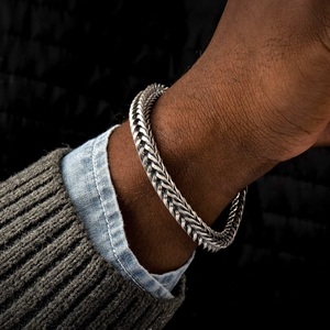 Sterling Silver 'Paros' Oxidized6.4mm Foxtail Chain Brace Sz Lrg by William Henry available at Talisman Collection Fine Jewelers in El Dorado Hills, CA and online
