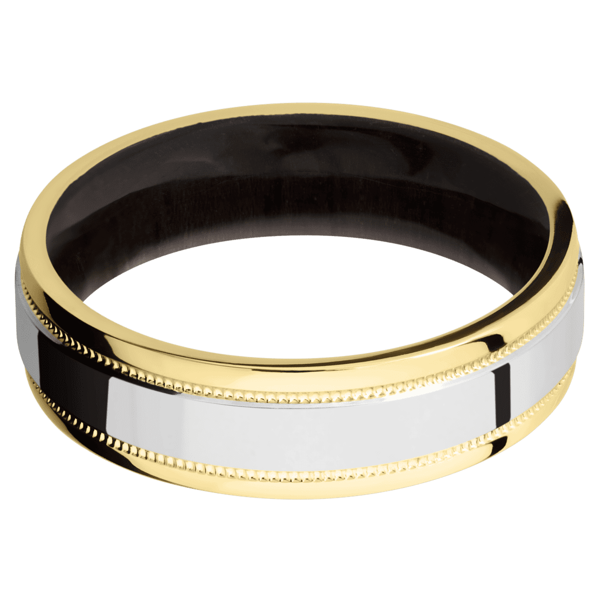 14K Yellow Gold + Polish , Polish Finish + Madagascar Rose Wood