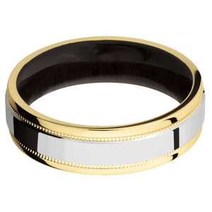 14K Yellow Gold + Polish , Polish Finish + Madagascar Rose Wood