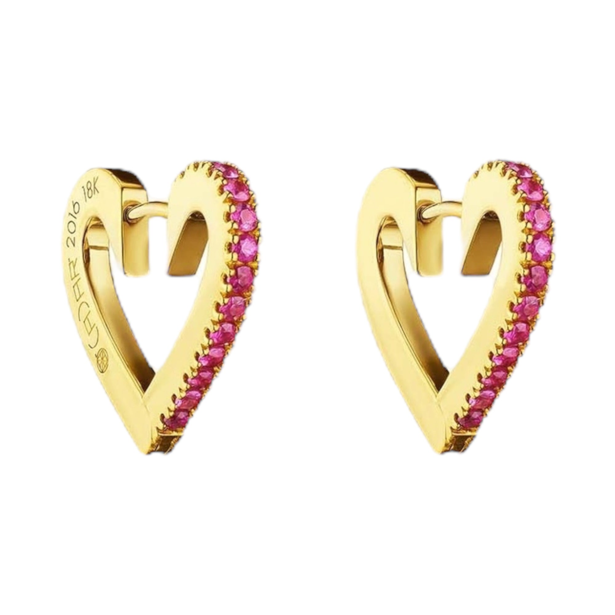 Small Endless Heart Ruby Hoop Earrings by Cadar available at Talisman Collection Fine Jewelers in El Dorado Hills, CA and online