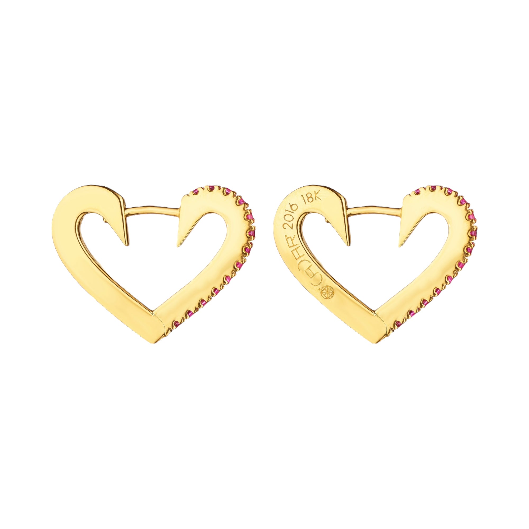 Small Endless Heart Ruby Hoop Earrings by Cadar available at Talisman Collection Fine Jewelers in El Dorado Hills, CA and online