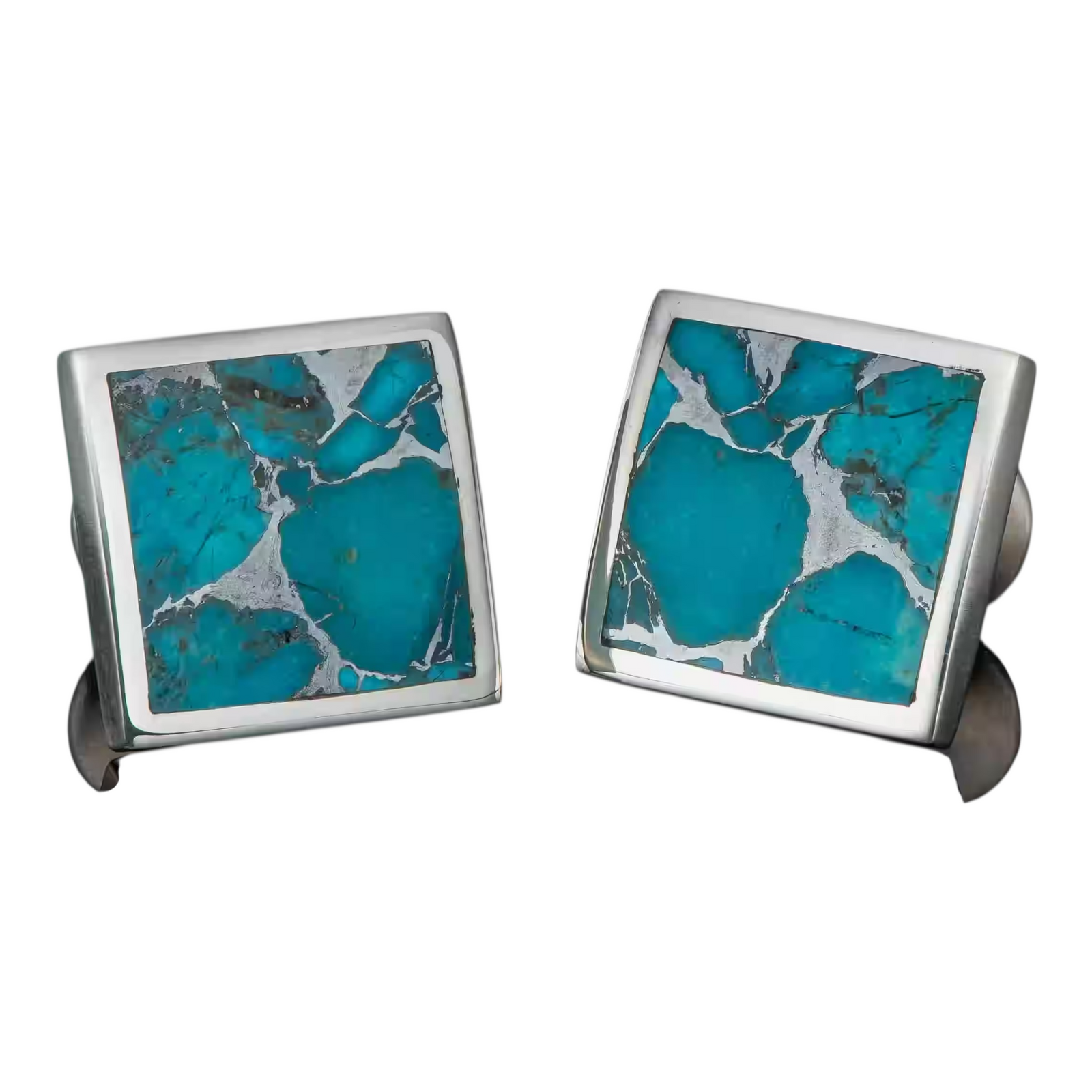 Sterling Silver Kingman Turquoise/Zinc Cufflinks by William Henry available at Talisman Collection Fine Jewelers in El Dorado Hills, CA and online