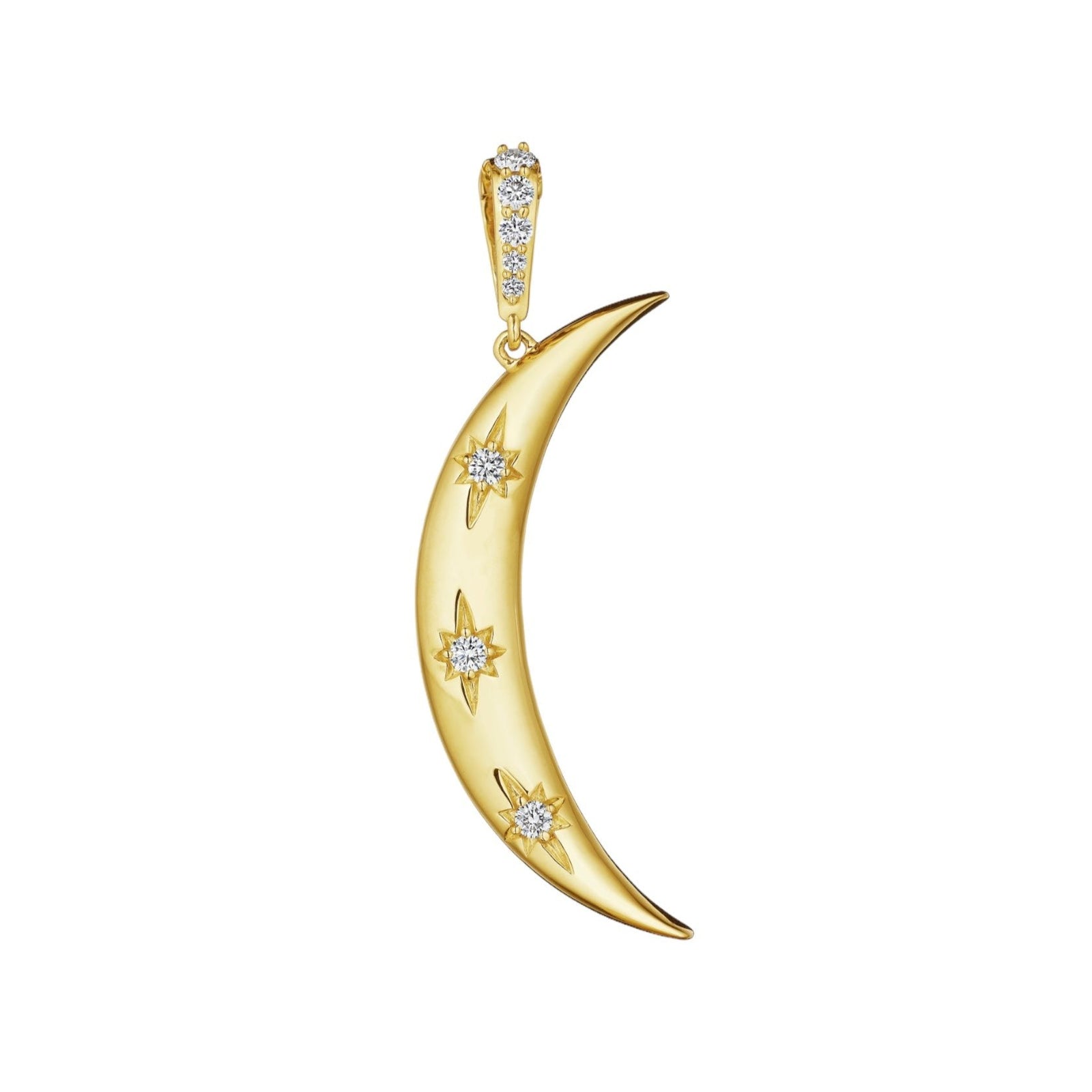 Cresent Moon Charm by Penny Preville available at Talisman Collection Fine Jewelers in El Dorado Hills, CA and online.  A bit of celestial inspiration to liven up your jewelry collection... The Crescent Moon Charm features delicate etched stars and .21 carats of sparkling diamonds make this charm the perfect addition to any necklace. Crafted from 18k yellow gold, it's a truly luxurious and stunning accent piece.