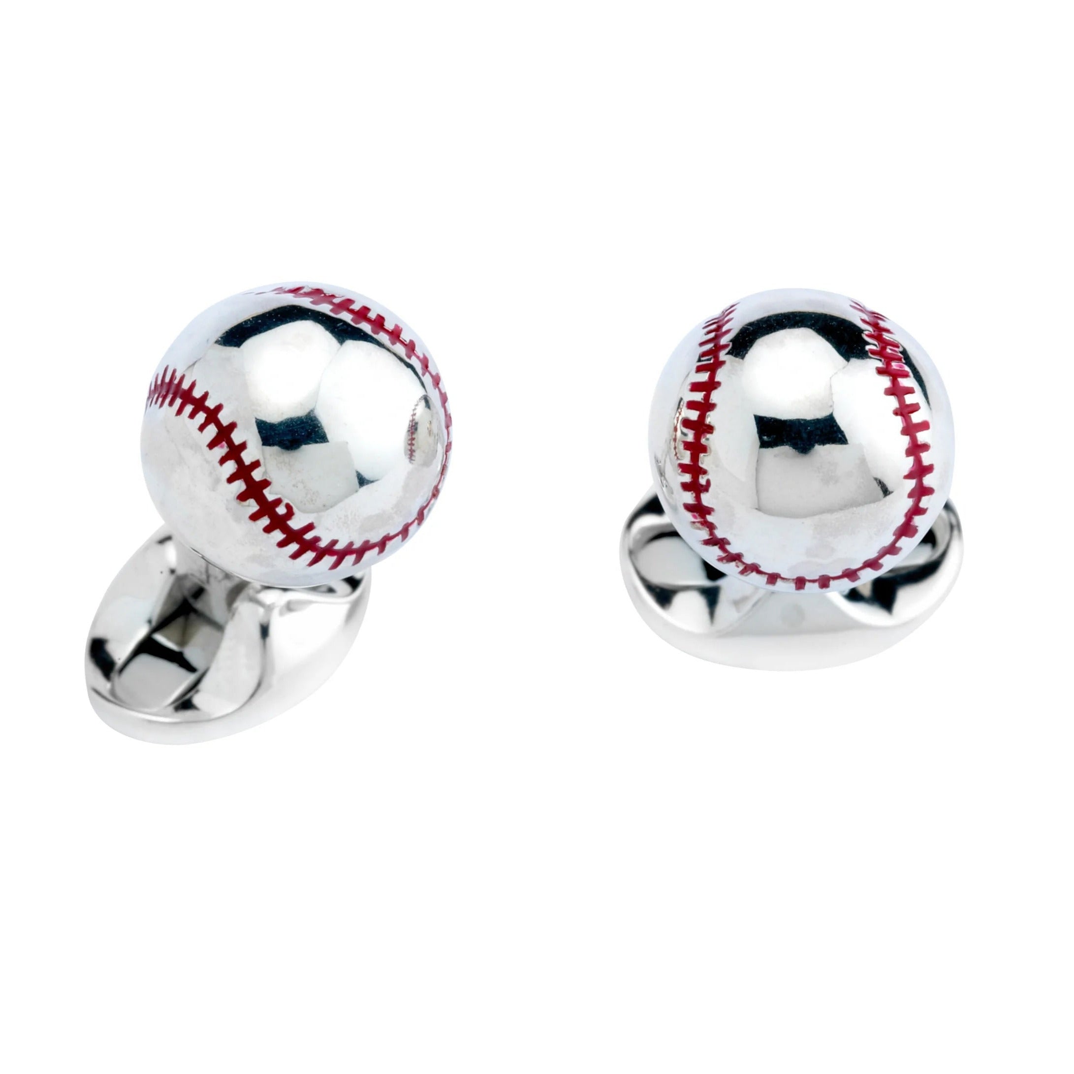 Sterling Silver Baseball Cufflinks by Deakin & Francis available at Talisman Collection Fine Jewelers in El Dorado Hills, CA and online. Whether he is a brilliant batter, a capable catcher or a passionate participator, these cufflinks are the perfect gift for any baseball enthusiast! With detailed, hand-enameled stitching and engravable backs, these sterling silver baseball cufflinks are sure to knock your style out the park.
