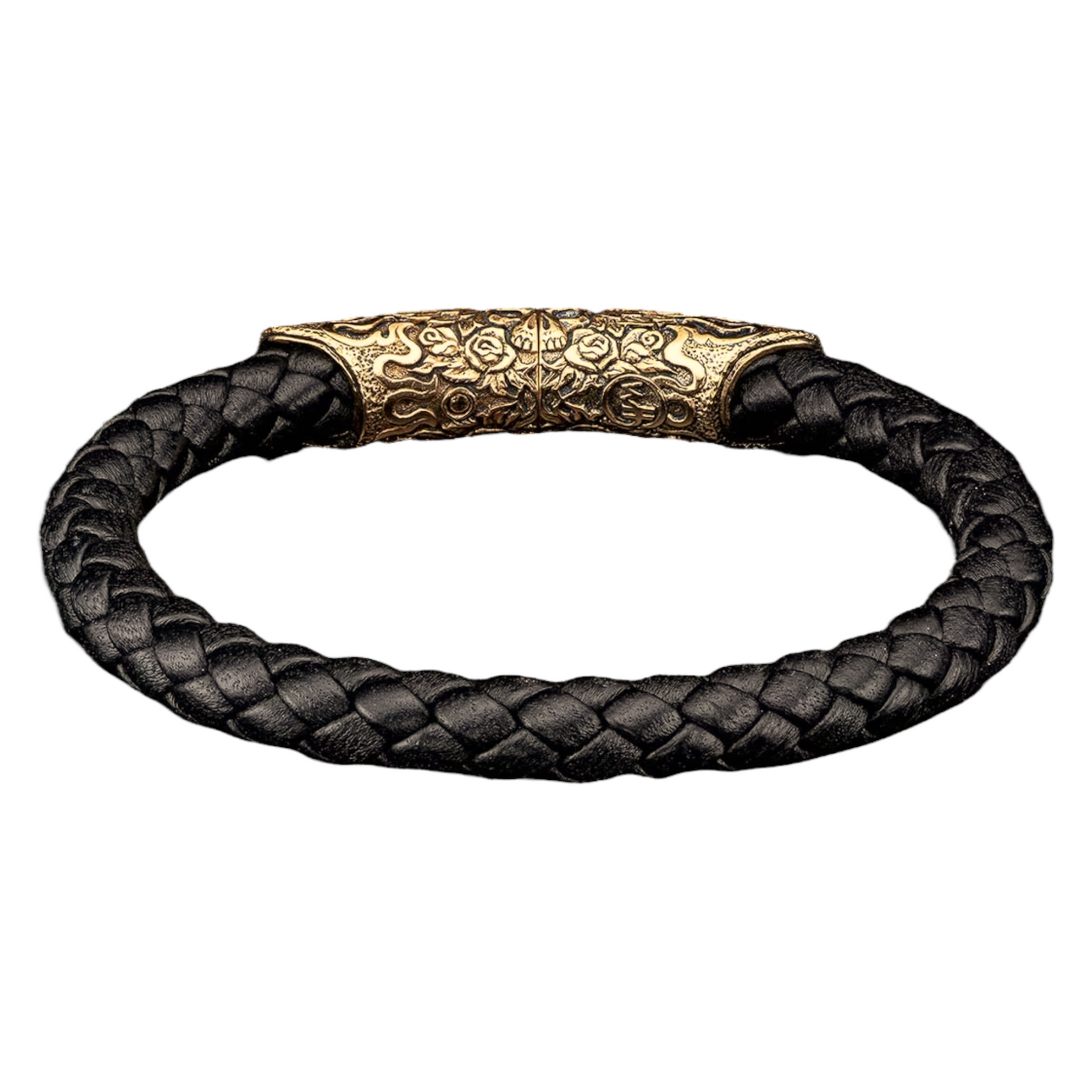 Bronze/Black Leather 'Ramble On' Braided Bracelet Sz Lrg  by William Henry available at Talisman Collection Fine Jewelers in El Dorado Hills, CA and online