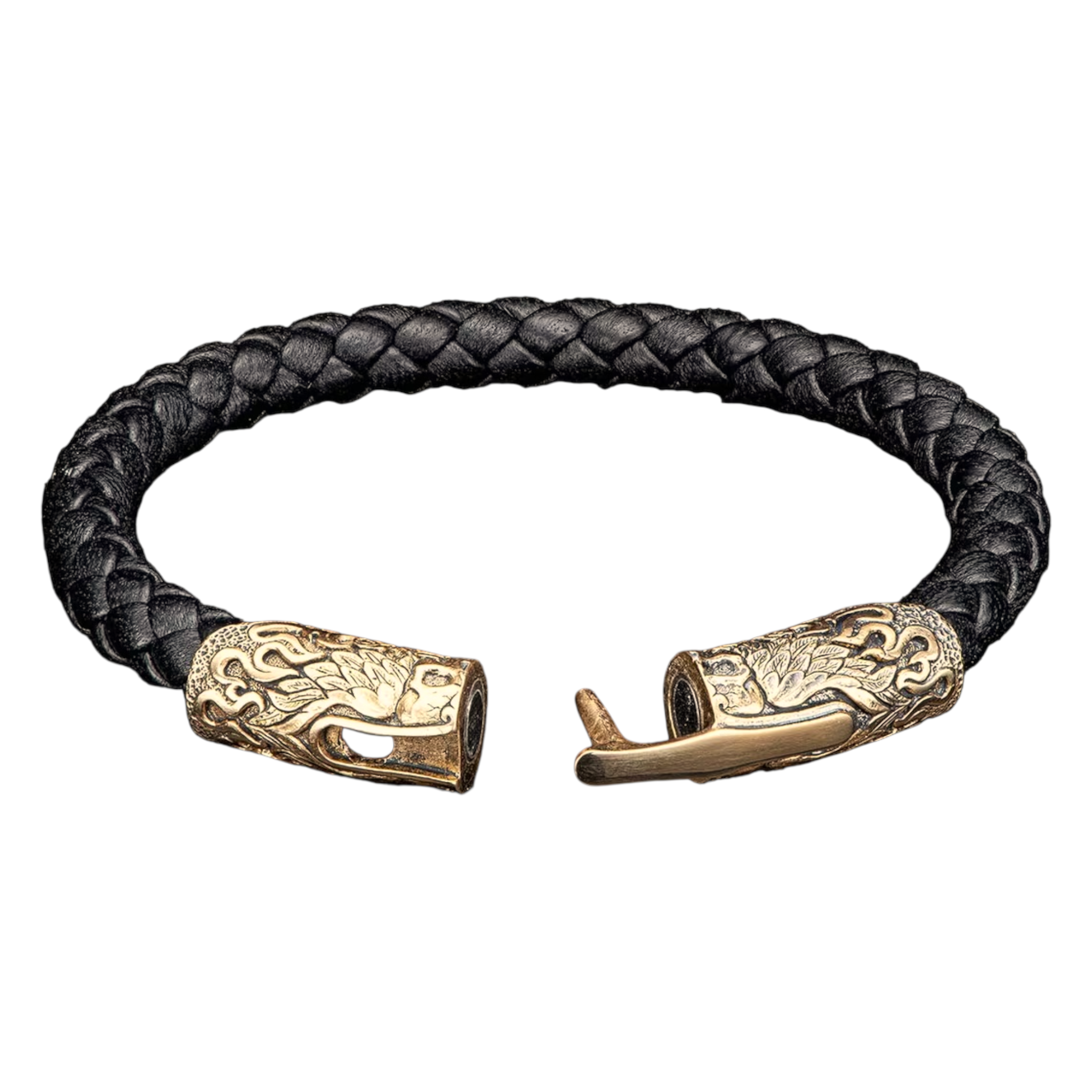 Bronze/Black Leather 'Ramble On' Braided Bracelet Sz Lrg  by William Henry available at Talisman Collection Fine Jewelers in El Dorado Hills, CA and online