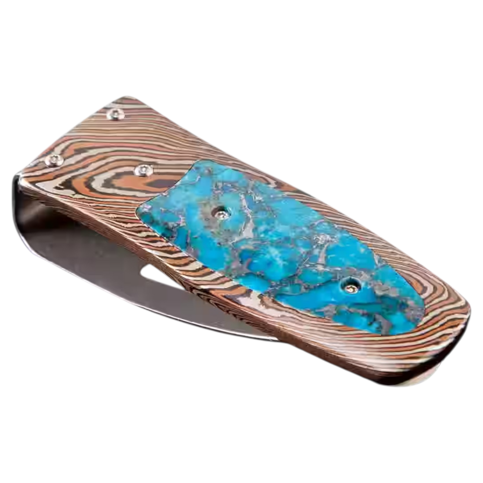 Sundance' Turquoise Damascus Money Clip by William Henry available at Talisman Collection Fine Jewelers in El Dorado Hills, CA and online