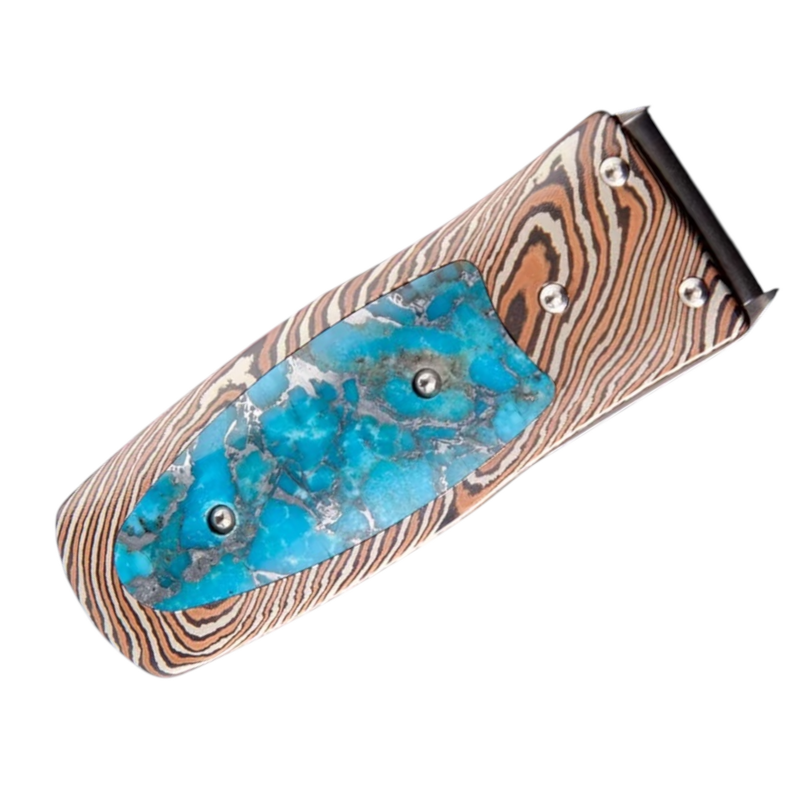 Sundance' Turquoise Damascus Money Clip by William Henry available at Talisman Collection Fine Jewelers in El Dorado Hills, CA and online
