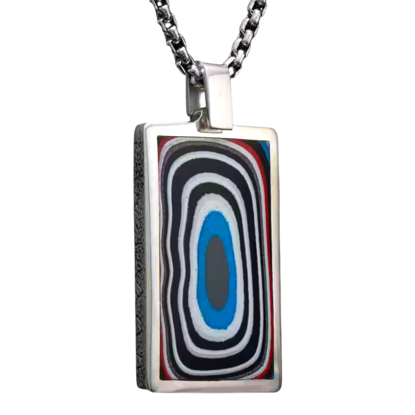 Sterling Silver/Fordite Pinnacle Pendant+ Round Box Chain 22" by William Henry available at Talisman Collection Fine Jewelers in El Dorado Hills, CA and online