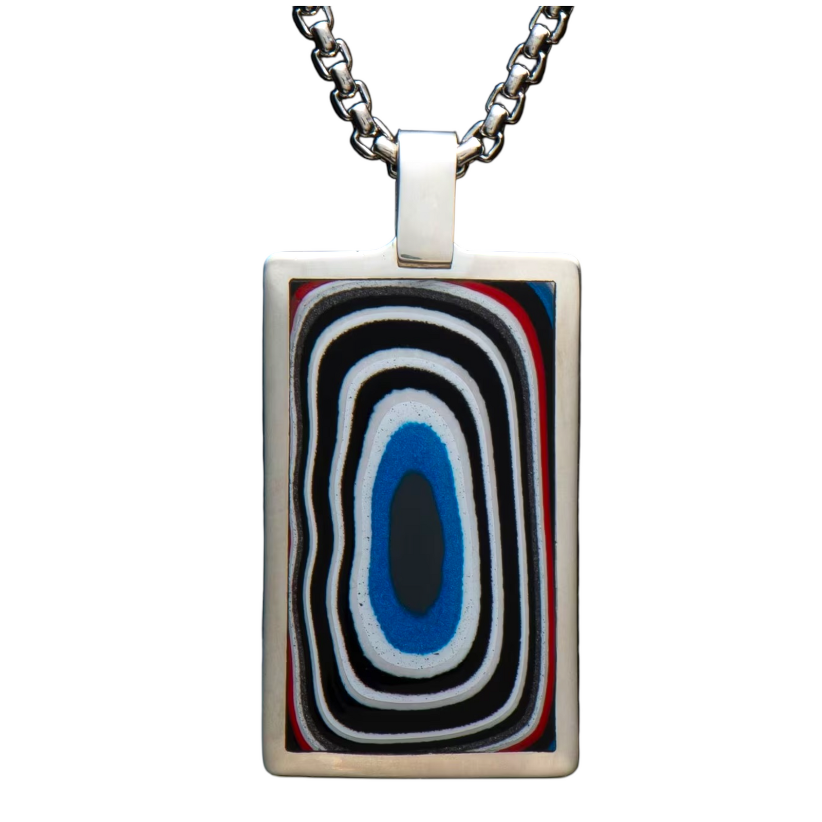 Sterling Silver/Fordite Pinnacle Pendant+ Round Box Chain 22" by William Henry available at Talisman Collection Fine Jewelers in El Dorado Hills, CA and online