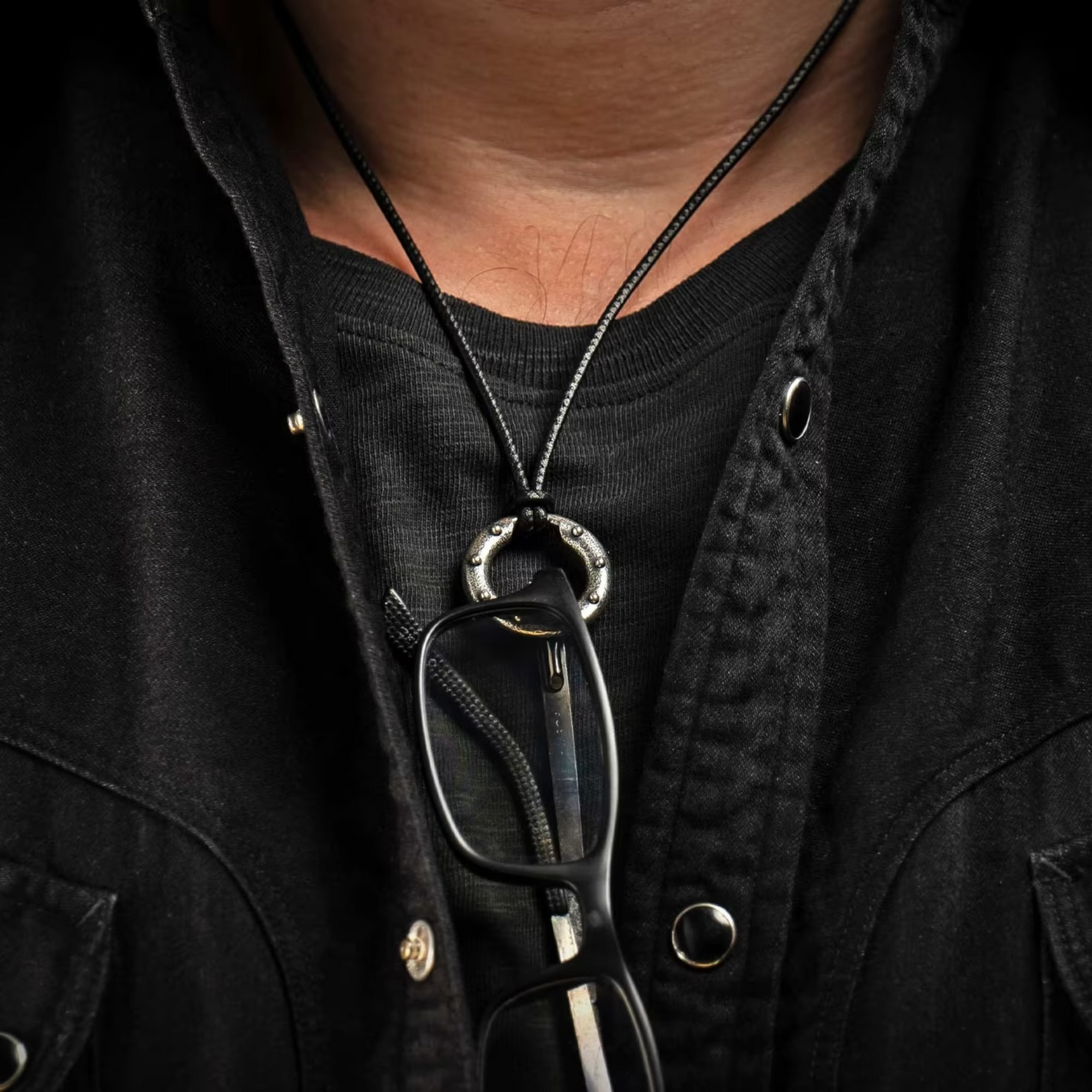 Sterling Silver/Black Leather Orbit Necklace 22" by William Henry available at Talisman Collection Fine Jewelers in El Dorado Hills, CA and online