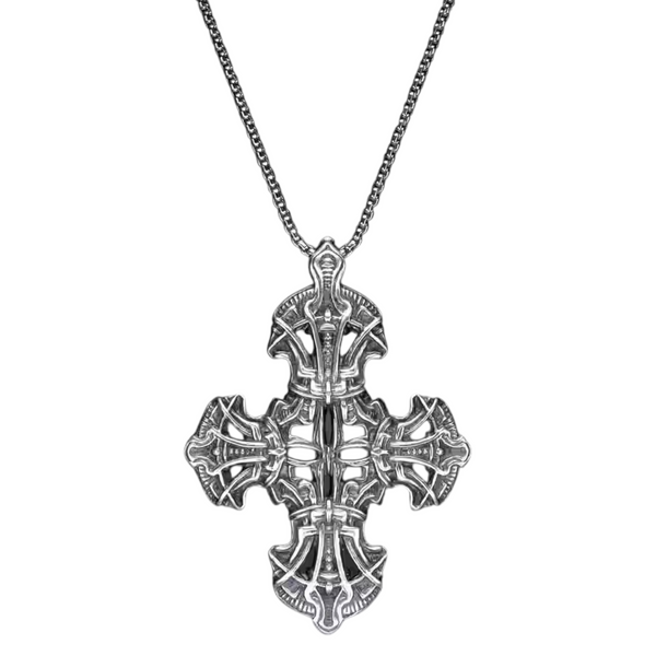 Sterling Silver 'Pax' Cross Pendant + 1.8mm Round Box Chain 22