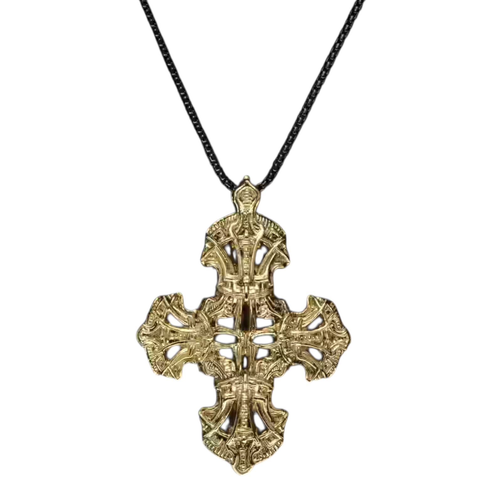 18kt Yellow Gold 'Pax' Cross Pndt+Ss Black Roun Box Chain 22" by William Henry available at Talisman Collection Fine Jewelers in El Dorado Hills, CA and online