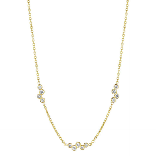 Stardust Triple Round Station Necklace by Penny Preville available at Talisman Collection Fine Jewelers in El Dorado Hills, CA and online. Glimmer with every step. The Stardust Triple Round Station Necklace features .58 carats of dazzling diamonds set in lustrous 18k yellow gold. At 18 inches long, this necklace is a timeless and elegant addition to any jewelry collection. Elevate your look with this luxurious piece.