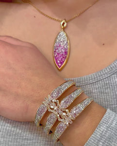 Pink Ombre Diamond Scorpion Couture Bracelet available at Talisman Collection Fine Jewelers in El Dorado Hills, CA and online. Specs: Phenomenal Pink Ombre Diamond Scorpion Couture Bracelet showcases 12.30 cts of natural pink & white diamonds set in 18k rose gold. A true showstopper! 