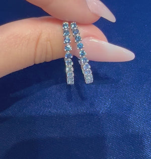 Ombre Blue Sapphire & 18k White Gold Hoop Earrings by Lisa Nik
