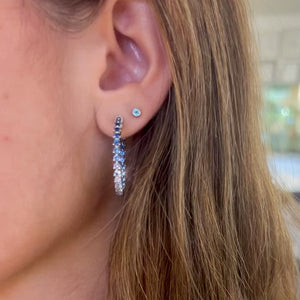 Ombre Blue Sapphire & 18k White Gold Hoop Earrings by Lisa Nik