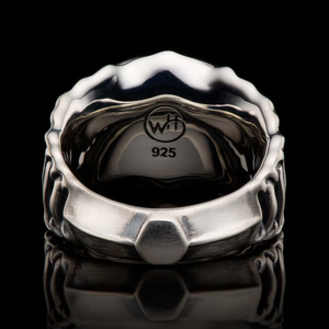 Sterling Silver Oxidized 'Echelon' Fordite Ring Sz 10 by William Henry available at Talisman Collection Fine Jewelers in El Dorado Hills, CA and online